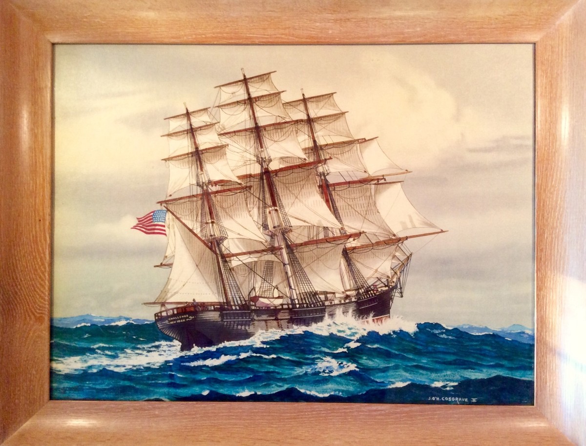 1851 Clipper Ship CHALLENGE John O'Hare Cosgrave Framed Textured