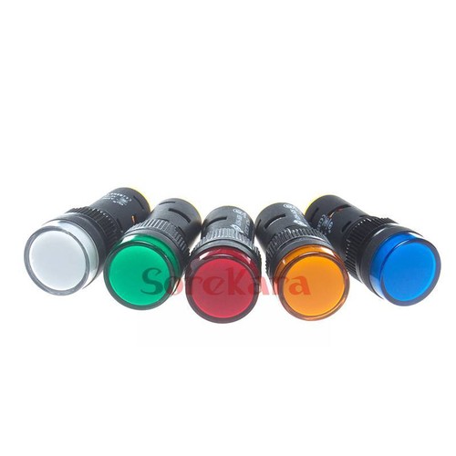 5pcs 16mm Mount Hole Colors 12VDC-220VAC LED Light Lamp Power Indicator Signal - Picture 2 of 2
