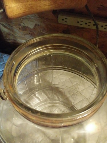 Barrel Shaped Glass Jar no 10 Large Glass Jar By Duraglas With Wood Bale Handle - Picture 3 of 7