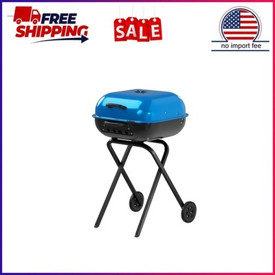 Americana Walk-A-Bout, Original Square Charcoal Grill Portable Steel, Blue