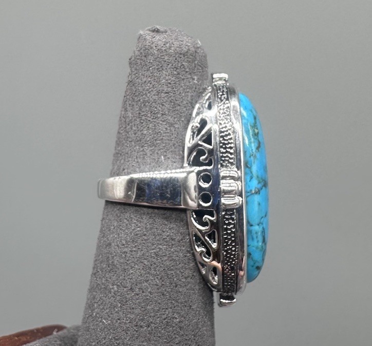 Sterling Silver Turquoise Large Statement Ring Si… - image 3
