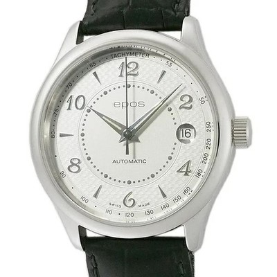 EPOS Round 3285 Automatic Watch 37.1mm White Dial Black Band