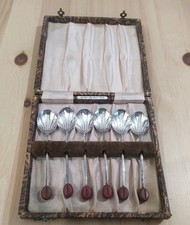 Vintage EPNS coffee beans Coffee/ Cocktail Spoons with Original Box