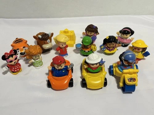 Fisher Price Little People Mix Figures And Vehicles LOT of 17 (some vintage)