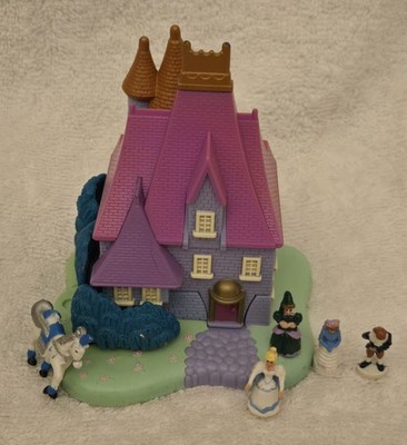 VINTAGE 1995 DISNEY BLUEBIRD POLLY POCKET CINDERELLA STEPMOTHER'S HOUSE~4 FIGS