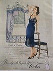 1951 Women's Blue Fischer Heavenly Silk Satin Lingerie Slip Vintage Fashion ad