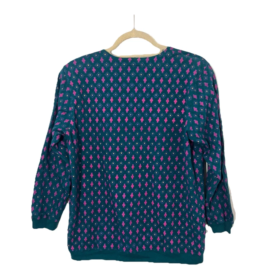 Vintage Izod Cardigan Midi Skirt 2 Piece Set Size S Cottagecore Prairie Printed - Image 3 of 4