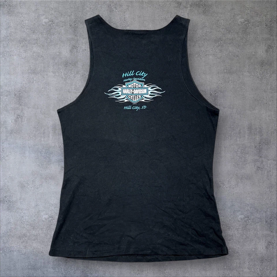 Regata Vintage Y2K Harley Davidson Motociclista Sturgis Feminina Preta Tamanho G - Imagem 2 de 4