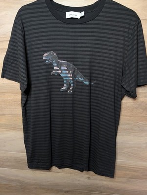 Coach 1941 Rexy Dinosaurier gestreiftes T-Shirt schwarz L Made in Portugal authentisch