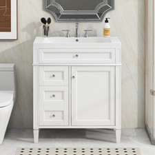 30" Bathroom Vanity with Sink, Freestanding Vanity Storage Cabinet, 3 Drawers