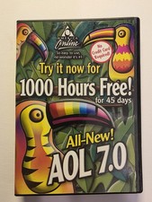 VTG Year 2001 AOL America Online Software Disc CD 1000 HOURS FREE, Open Box Bird