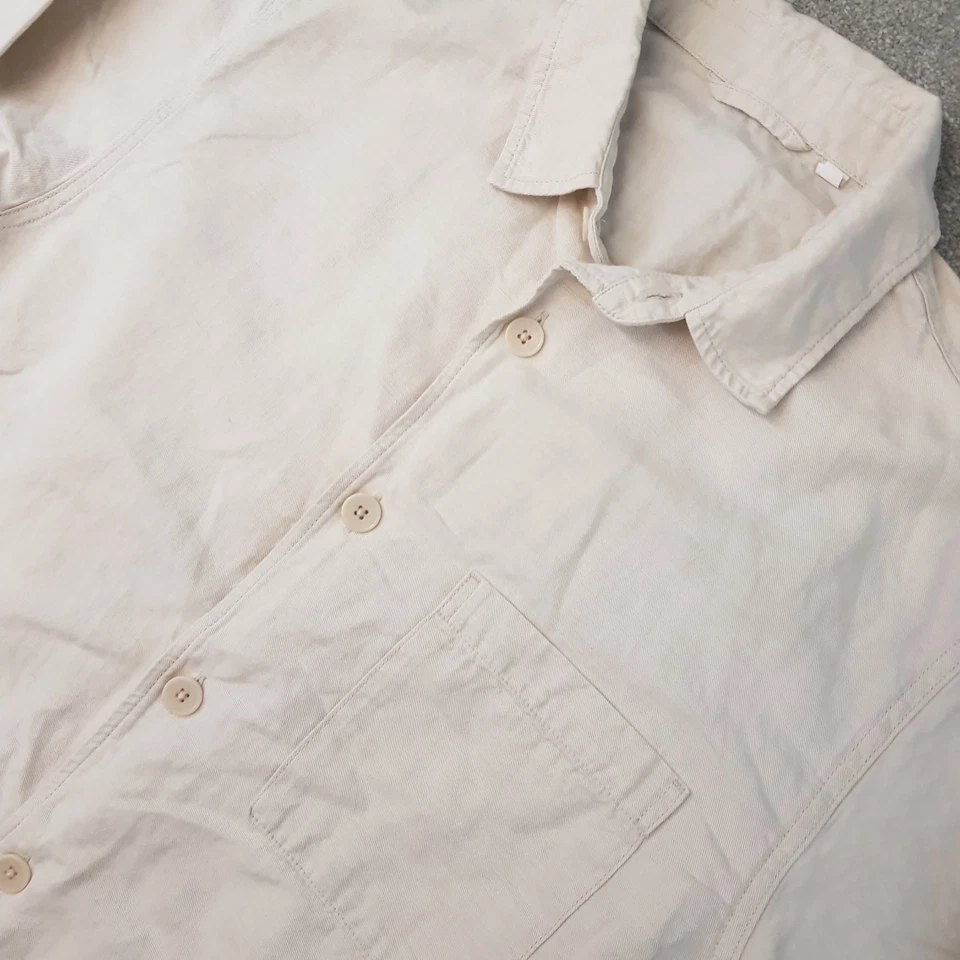 Uniqlo Mens Shirt Large Cream Beige Linen Blend Overshirt Jacket Sack Workwear - Image 2 of 4
