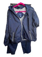 VINTAGE Men's Catalina Navy Blue Nylon 2-Piece Tracksuit WindbreakerSet Sz. MED