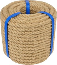 1/2 Inch Natural Jute Rope, 200 Feet Thick Hemp Rope, 4 Strands Twisted Jute Twi