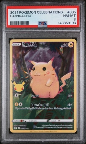 2021 POKEMON CELEBRATIONS #005 FULL ART/PIKACHU PSA 8