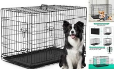 XL Dog Crate Dog Kennel Cage with Double 42.0"L x 26.0"W x 28.0"H Black