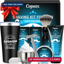Shaving Kit for Men,Mens Shaving Kit w/Natural Cologne Shaving Cream,Balm,Bowl,T