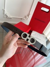 NEW Salvatore Ferragamo Leather Belt Gancini Buckle In Box