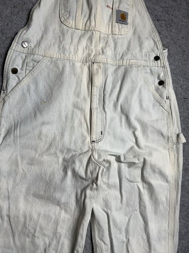 Salopette Carhartt uomo 36x30 bianca bavaglino pittore abbigliamento da lavoro DISTRESSED LEGGI - Foto 4 di 15