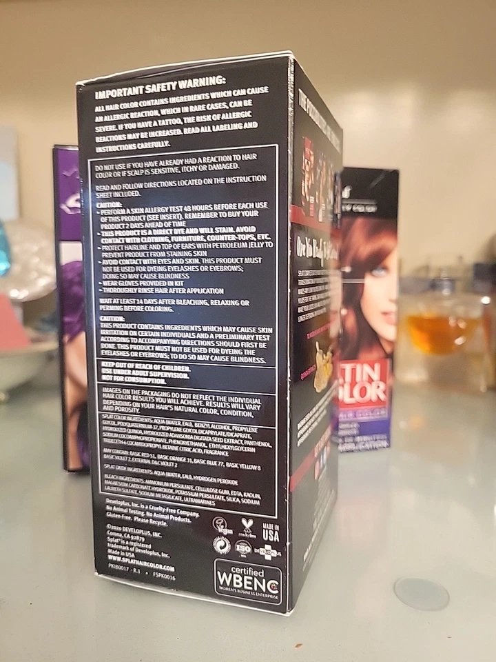 Nuevo en caja Tinte de cabello semipermanente Splat Rebellious Colors rojo obsesión carmesí 1 caja Foto 4 de 4