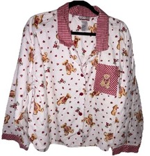 VTG Night Gear Time Teddy Bear Sleep Wear Long Sleeve Shirt Size XXLarge Woman