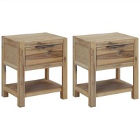 Nachttische Mit Schubladen 2 Stk 40X30X48 Cm Akazie Massivholz