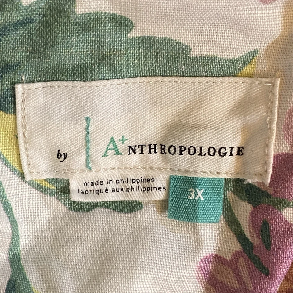 Jaqueta impermeável Anthropologie Mellie hortênsia casaco PU linho trincheira floral 3XL - Imagem 2 de 4
