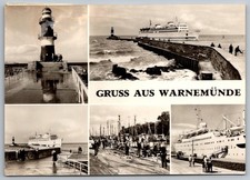 Warnemünde DDR RPPC Lighthouse Pier Ships East Germany Real Photo c.1970s