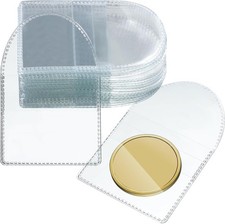 Fainne 50 Pcs Single Pocket Coin Sleeves Collector Individual Clear Plastic