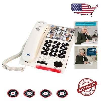 Elder Care Landline Phone with Photo Buttons - 85dB Ring for Hearing Impaired