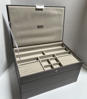 Stackers From The Container Store Large 3 Sectioned Gray Jewelry Storage Box