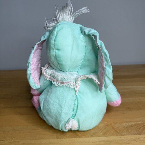 Vintage 1986 Fisher Price PUFFALUMP coniglietto coniglio verde menta rosa pizzo 10" nylon - Foto 13 di 18