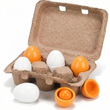6PCS Wooden Play Food Set Kitchen Eggs Kids Pretend Toys Accessories Children