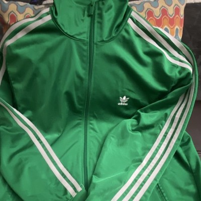 adidas Originals Green Track Jacket Men's Size L Full-Zip White Stripes Trefoil