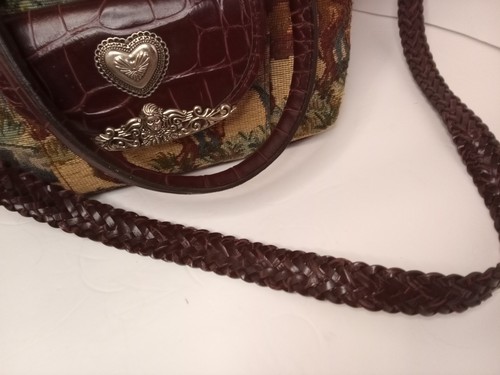 Vintage Silver Concho Tapestry & Croc Western Theme Horse Purse Handbag Stunning - Picture 15 of 16