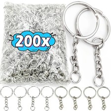 Silver Plated Metal Blank Keyrings Keychain Split Rings Key Fob Holder DIY Key C
