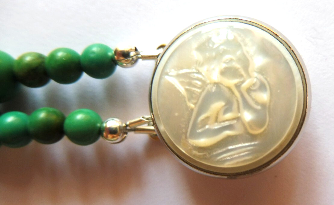 Collier turquoise ancienne véritable 395 Cts à double rang d'exception