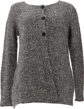 Susan Graver Marled Sweater Knit Button-Front Cardigan Grey XXS NWOT 658 