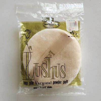 Vintage Lushus Round Powder Puff Makeup Cosmetics Vacuseal New Sealed