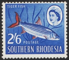 Southern Rhodesia 1964 - SG 102, 2s6d - Tigerfish - Queen Elizabeth II - MNH