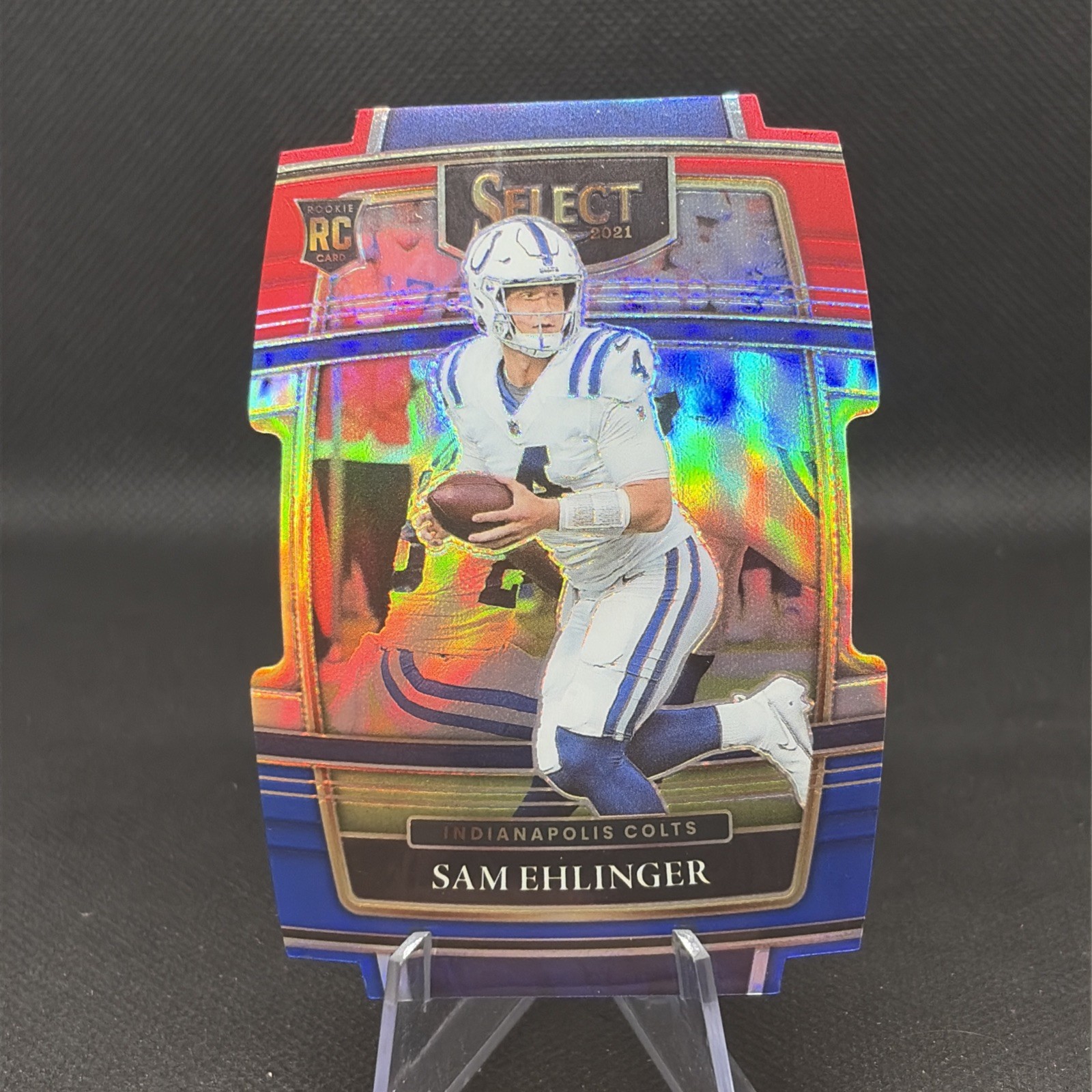 2021 Panini Select #98 Sam Ehlinger Red and Blue Prizm Die Cut Colts Rc Rookie