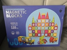 ShowyLive Steam Learn Magnetic Tiles 100 Pieces for Kids Ages 3+ Set with 2 Cars
