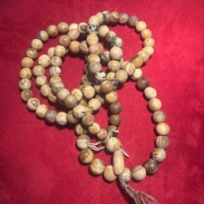 Antique 108 Jasper Beads Mala Necklace Tibetan Buddhist Prayer 22” long
