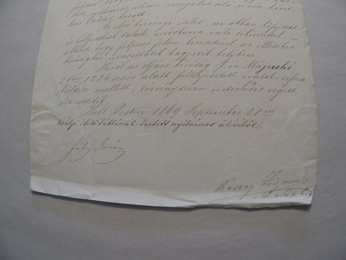 Documento legal de la Corte Real Húngara de 1869 firmado por plaga condado de Mosony - Imagen 4 de 9