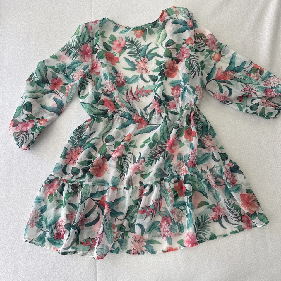 TOMMY BAHAMA Mujeres Floral Transparente Cubrir Vestido Cincha Borla Corbata Cintura Natación-L Foto 4 de 4