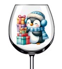 12x Colourful Christmas Penguin Vinyl Sticker Decal Tumbler Wine Glass Bottle