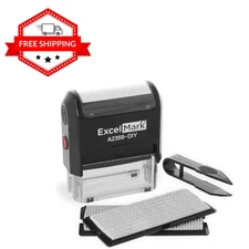 Complete DIY Custom Self-Inking Rubber Stamp Kit with Extra Letters & Tweezers