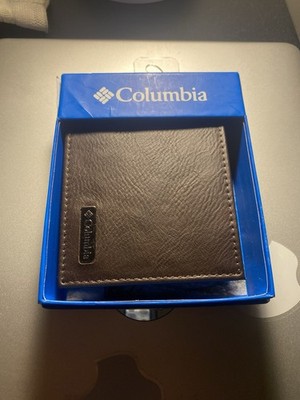 Columbia Brown Trifold Men's Wallet Logo Credit Card Folding Solid