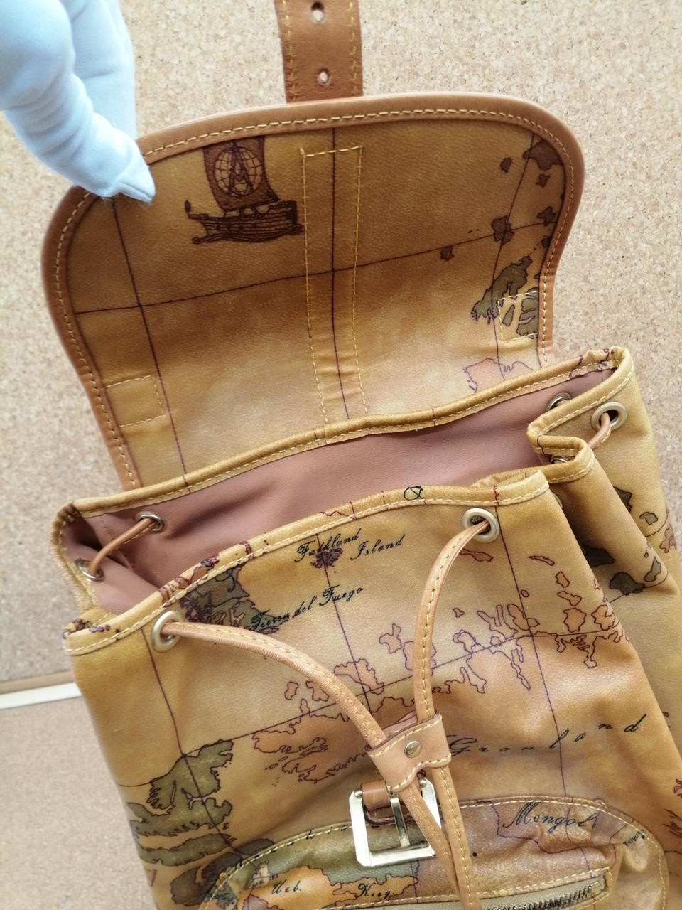 PRIMA CLASSE map pattern color camel backpack Jap… - image 10