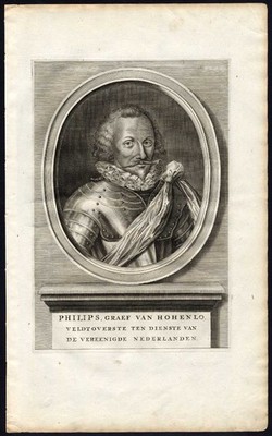 Antiker Portrait Druck - Philip Hohenlohe - De Groot - 1681